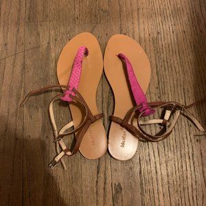 Maiden Lane Dahlia T-Strap Leather Sandals, W7